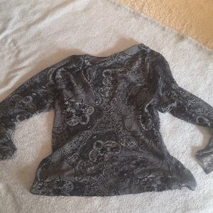 Long Sleeve Sheer Beaded Flowered Top